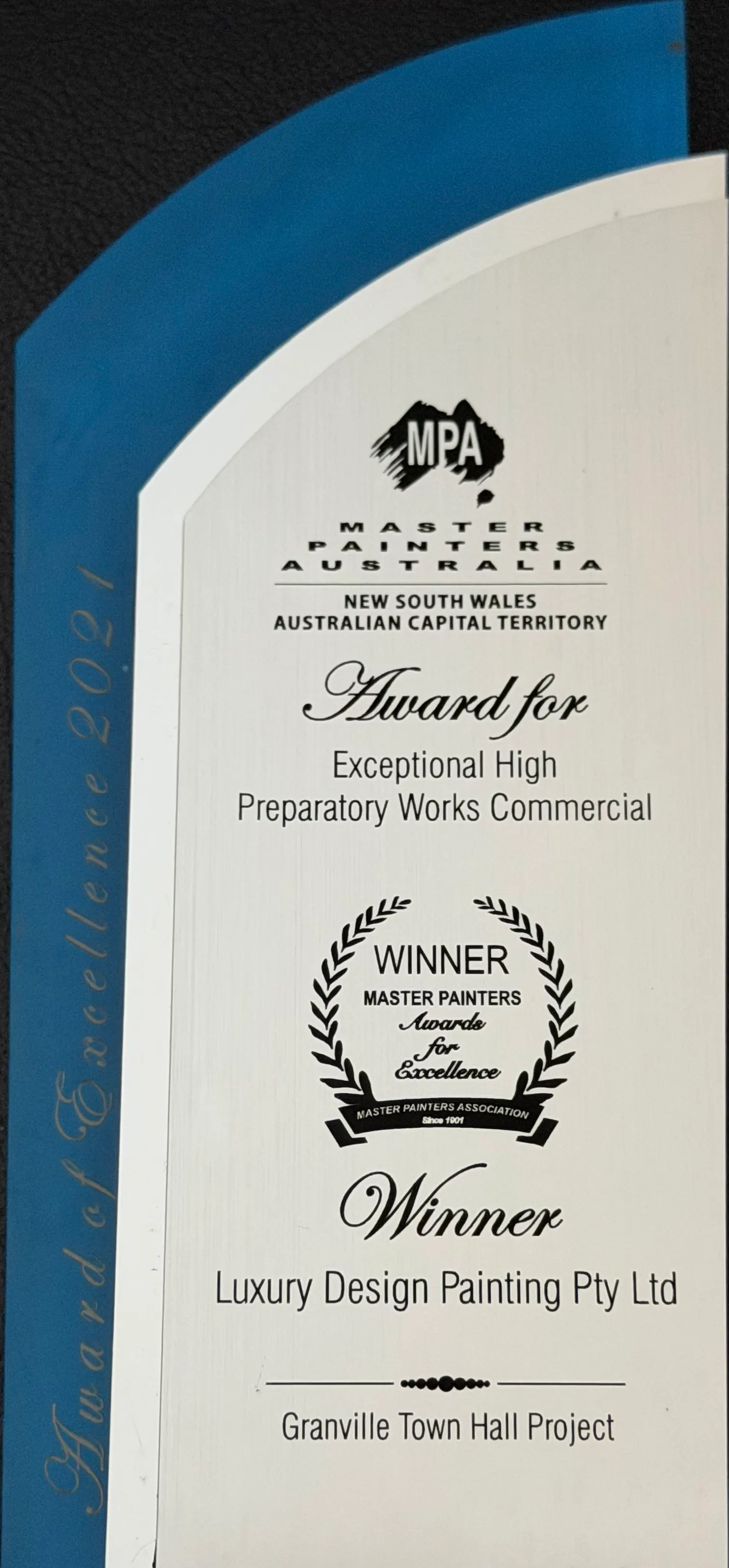 Exceptional Preparatory Works — Granville Town Hall, awarded by Master Painters Australia