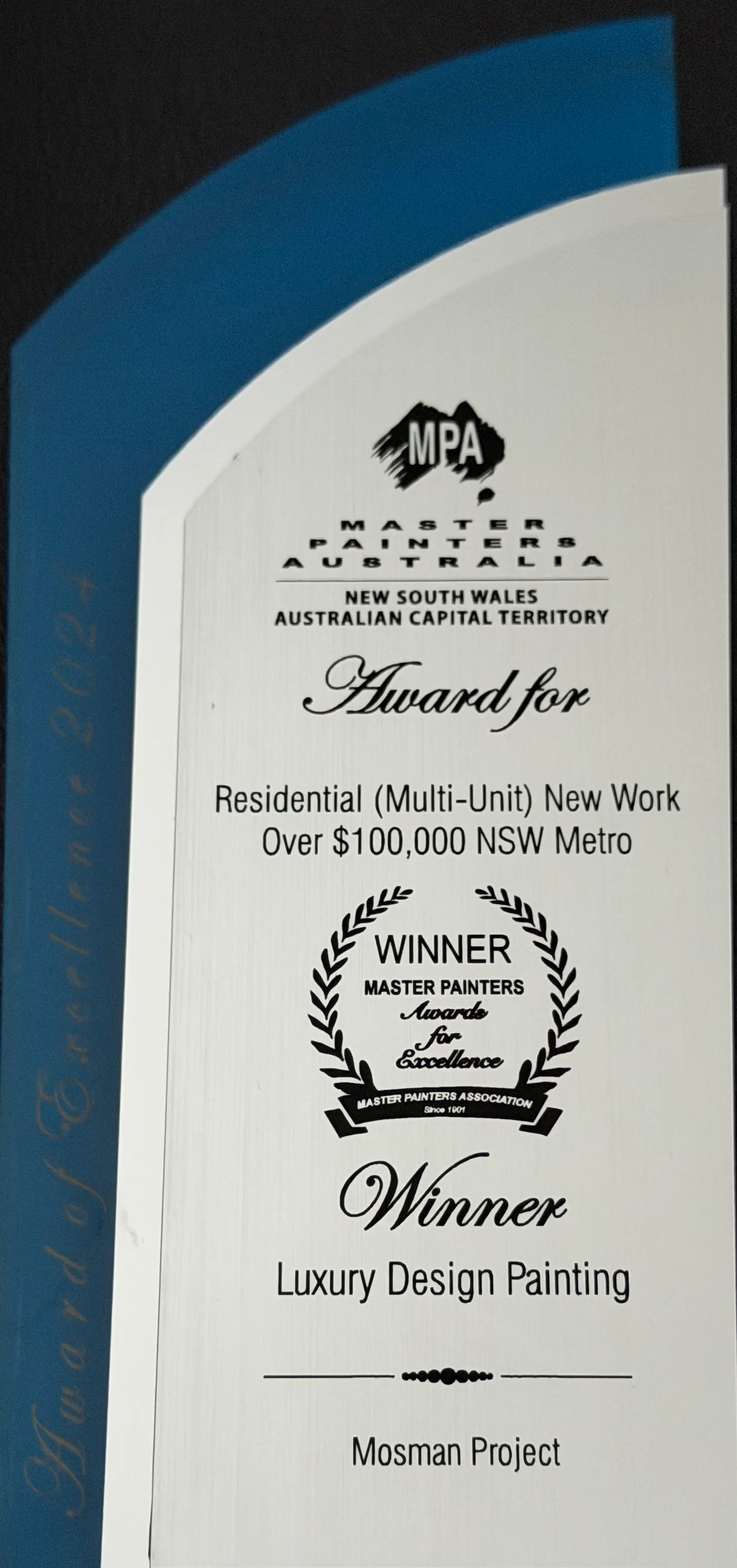 Residential (Multi-Unit) New Work, Over $100k — Mosman Project, awarded by Master Painters Australia